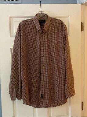 Duck Head Wrinkle Free Button Down Shirt Purple Check Long Sleeve Men’s XL
